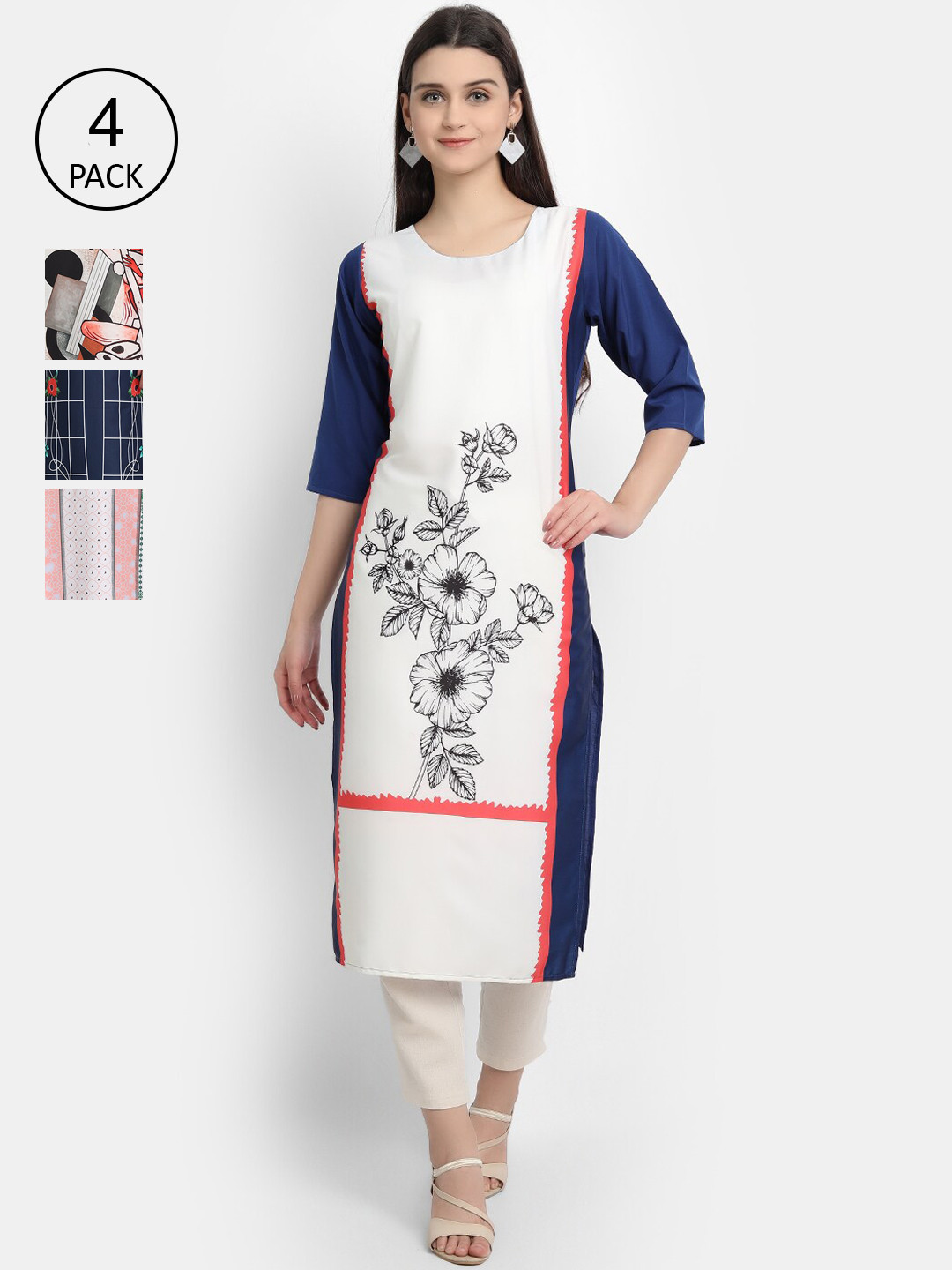 

Ethnic basket Women Multicoloured Ethnic Motifs Printed Crepe Kurta, Multi