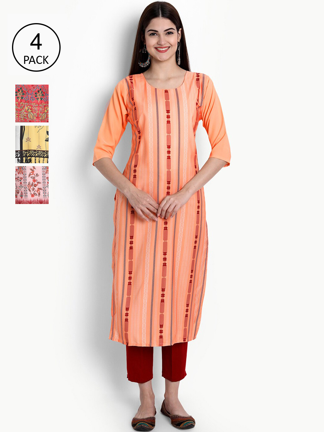 

Ethnic basket Women Multicoloured Printed Crepe Kurta, Multi