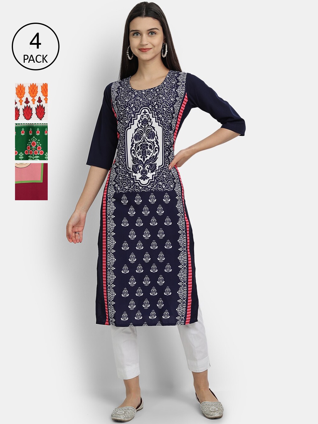 

Ethnic basket Women Multicoloured Ethnic Motifs Printed Crepe Kurta, Multi
