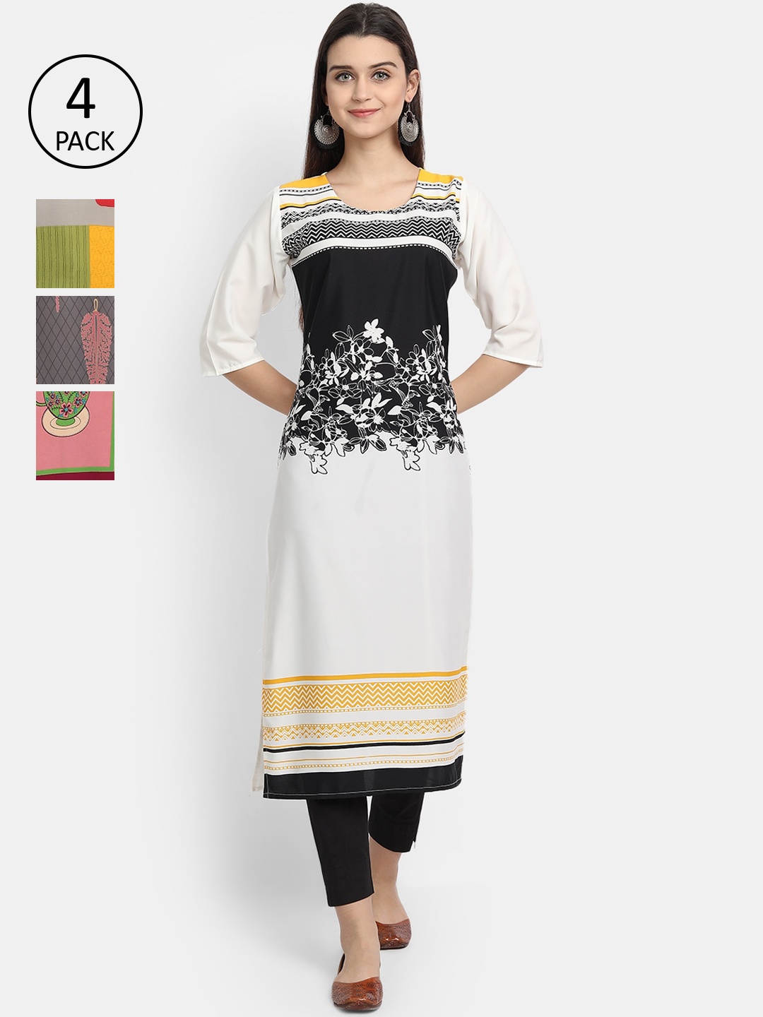 

Ethnic basket Women Multicoloured Floral Printed Crepe Kurta, Multi