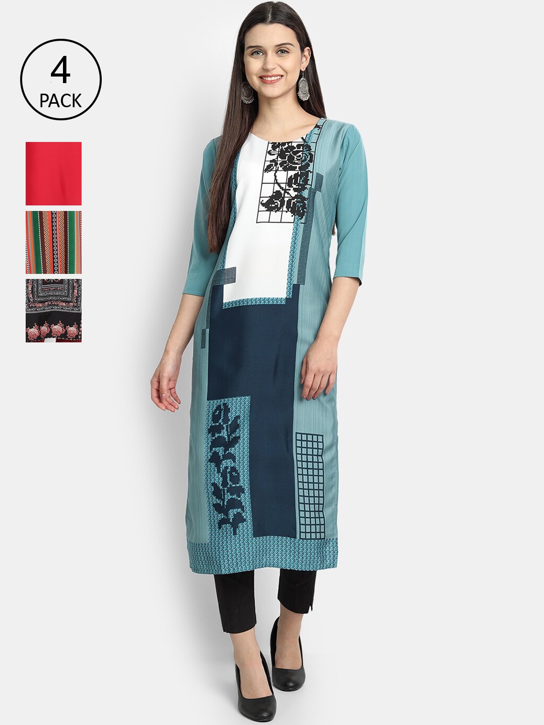

Ethnic basket Women Multicoloured Ethnic Motifs Printed Crepe Kurta, Multi