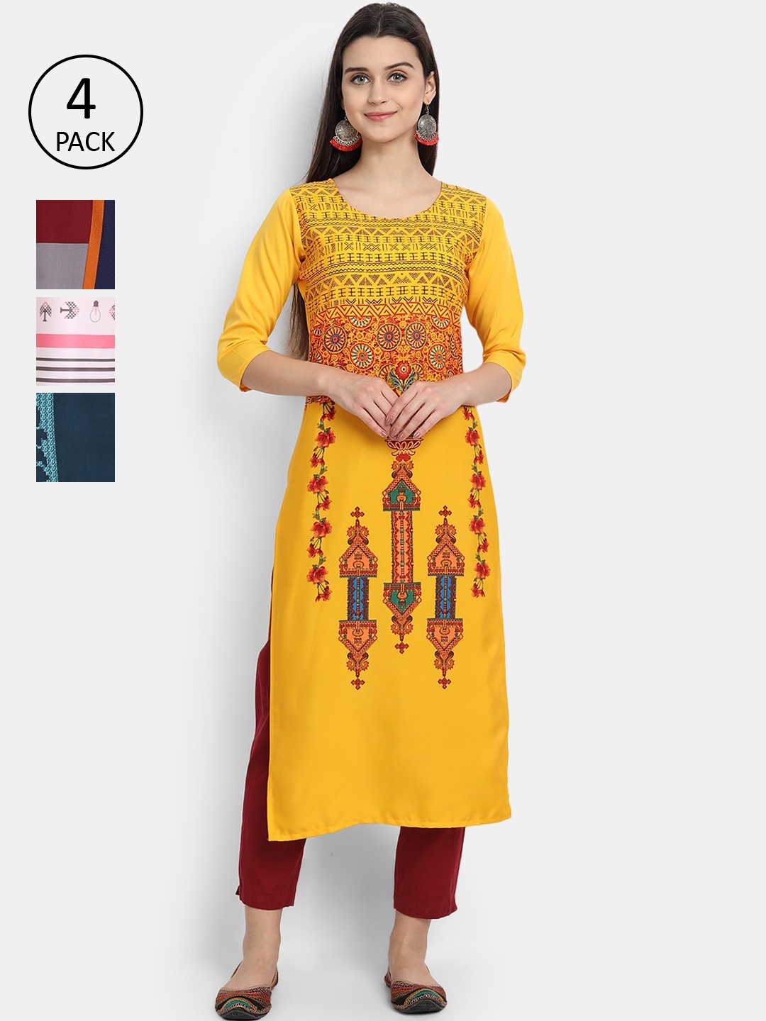 

Ethnic basket Women Multicoloured Ethnic Motifs Printed Crepe Kurta, Multi