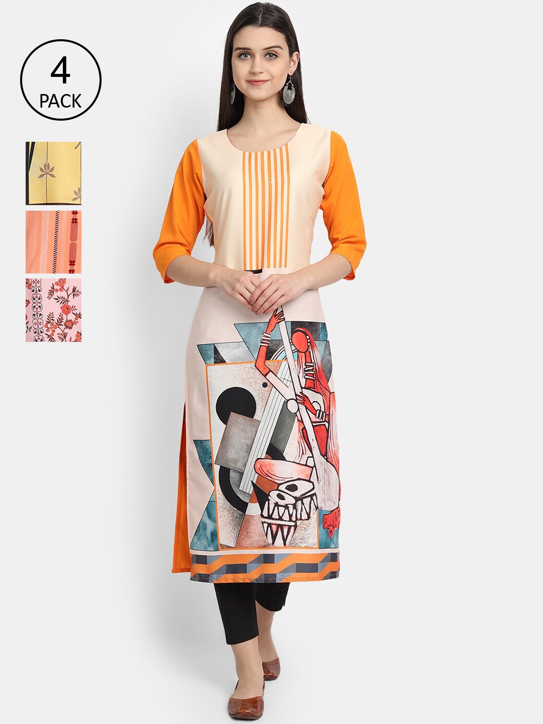

Ethnic basket Women Multicoloured Printed Crepe Kurta, Multi