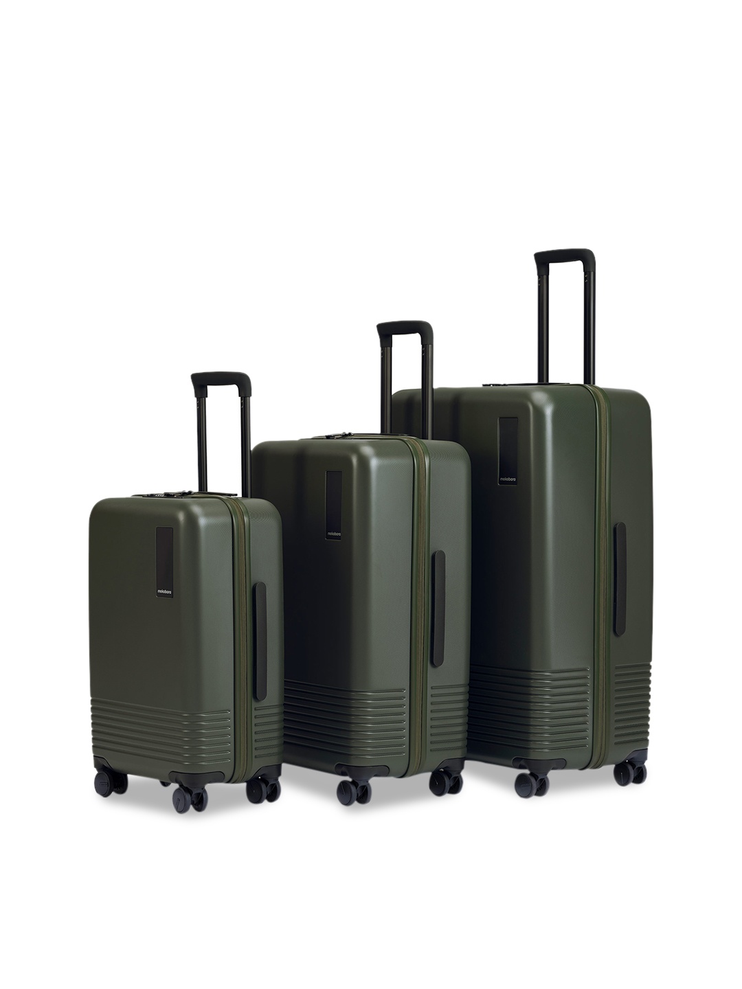 

MOKOBARA Set Of 3 Textured Hard-Sided Trolley Suitcases, Green