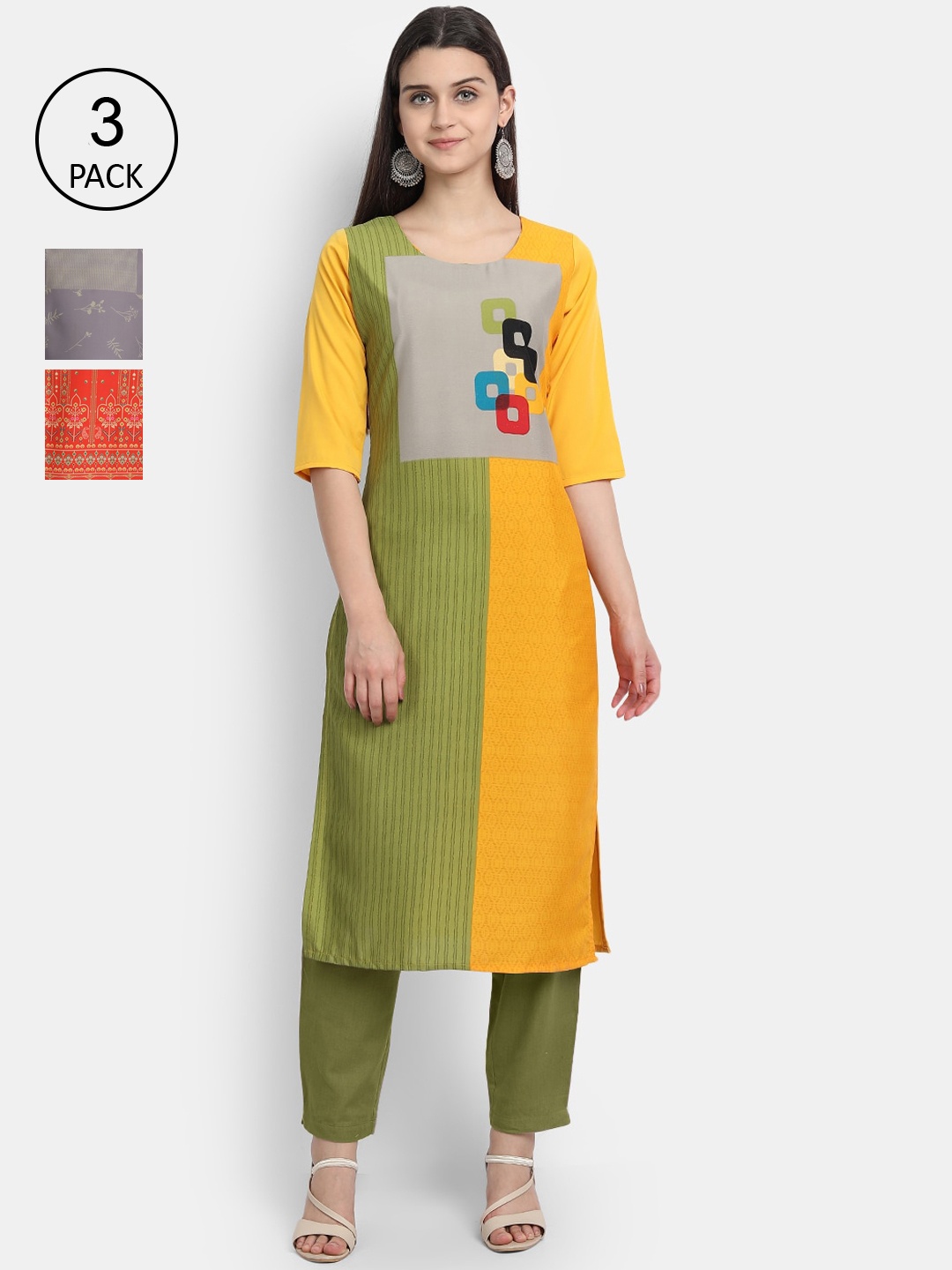 

Ethnic basket Women Multicoloured Printed Crepe Kurta, Multi