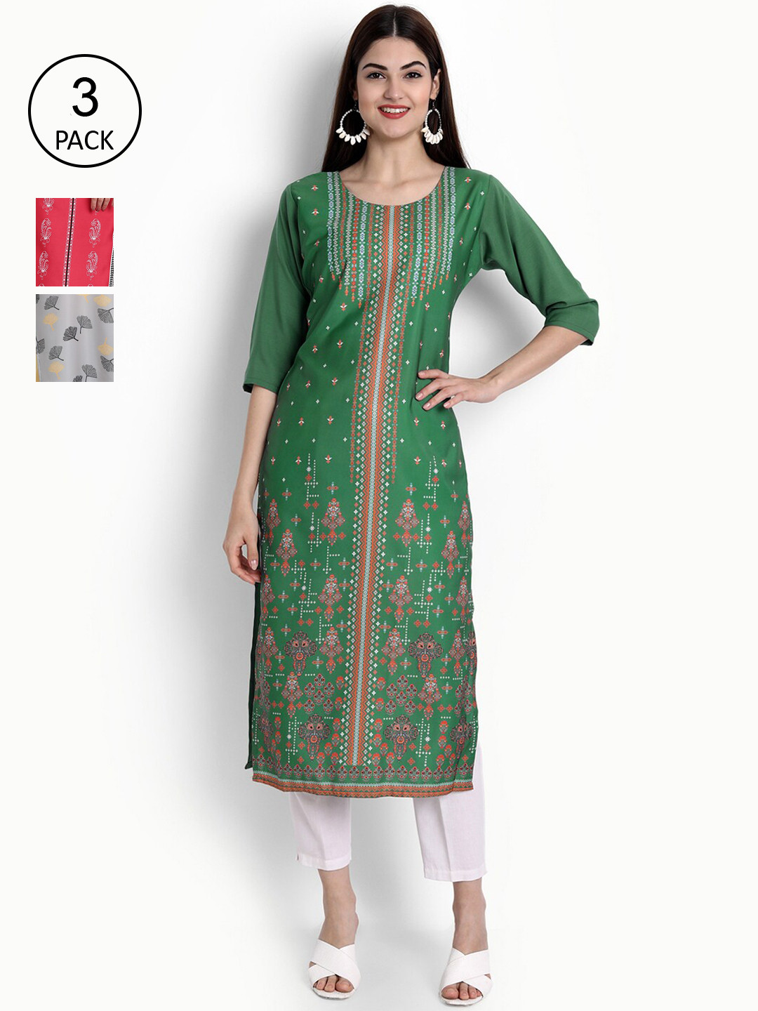 

Ethnic basket Women Multicoloured Ethnic Motifs Printed Crepe Kurta, Multi