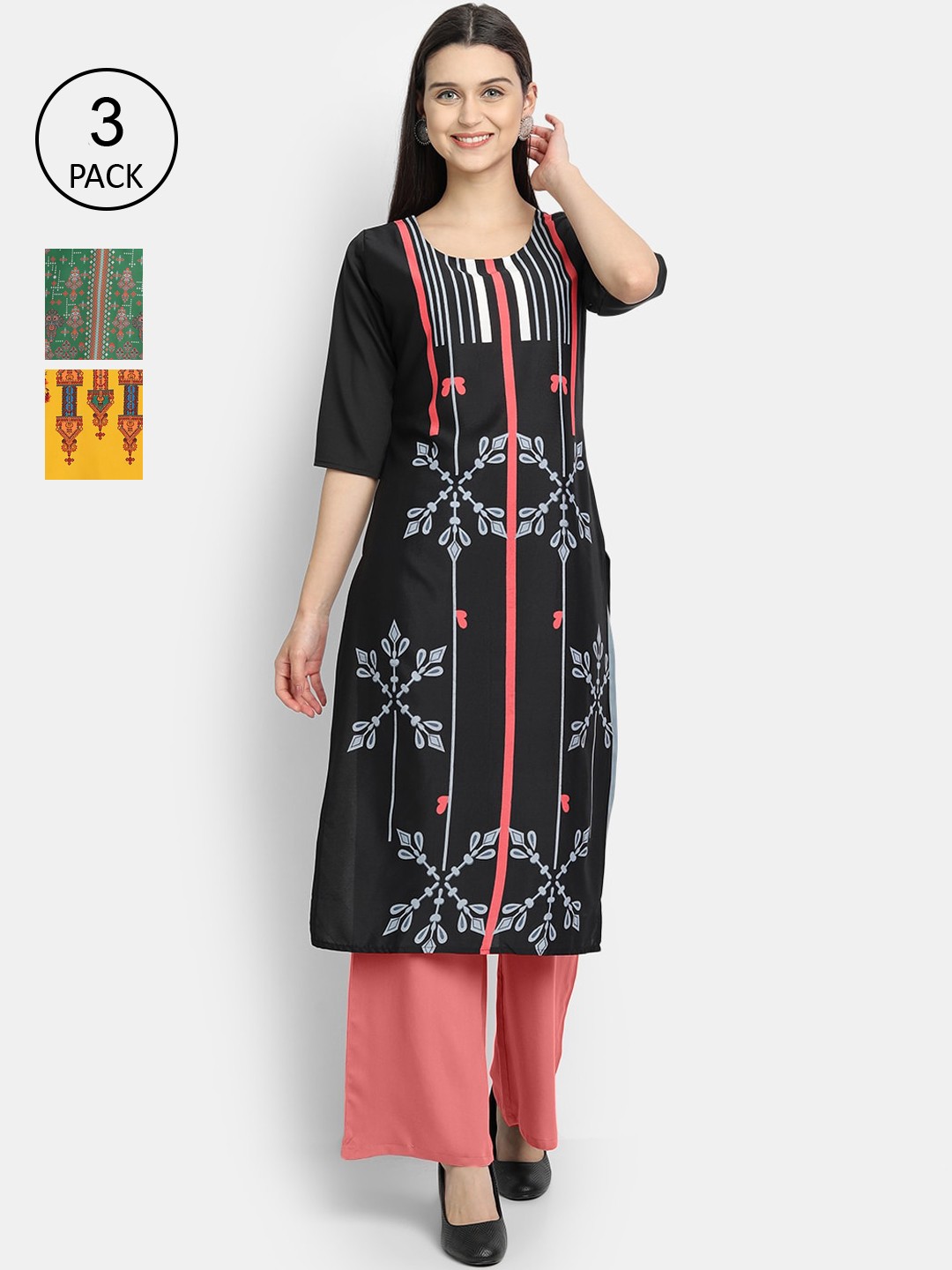 

Ethnic basket Women Multicoloured Ethnic Motifs Printed Crepe Kurta, Multi
