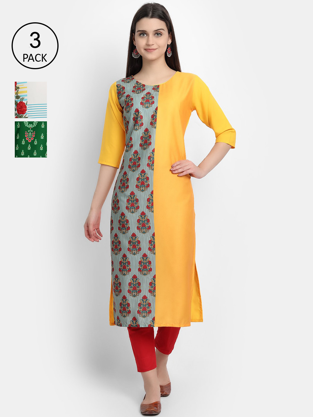 

Ethnic basket Women Multicoloured Ethnic Motifs Printed Crepe Kurta, Multi