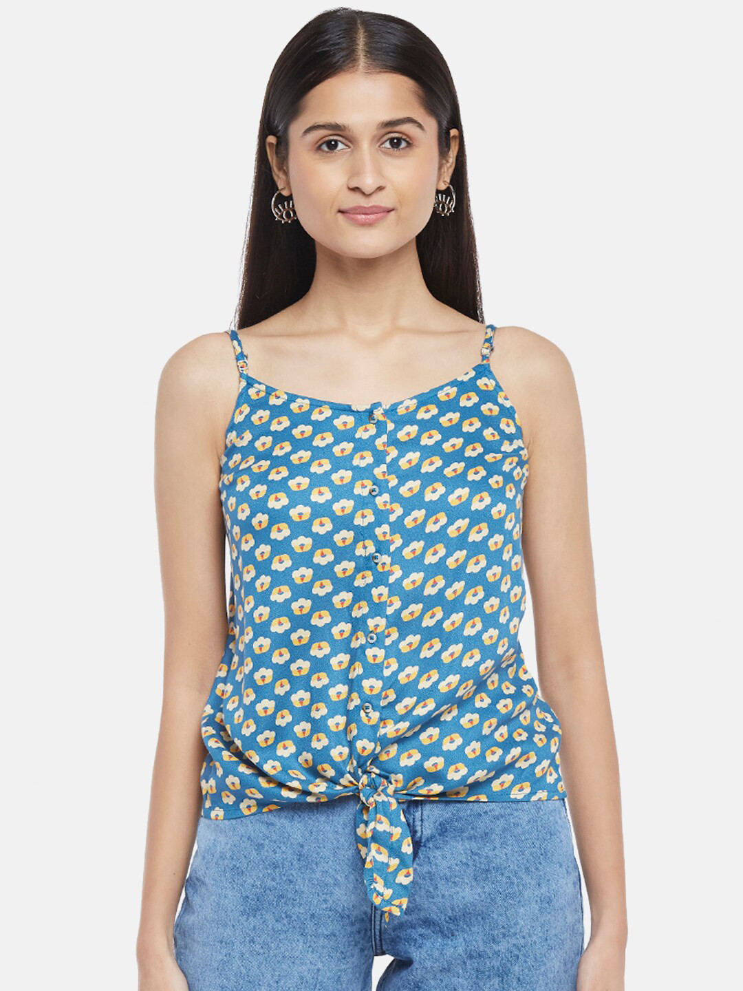 

People Women Blue Floral Printed Top