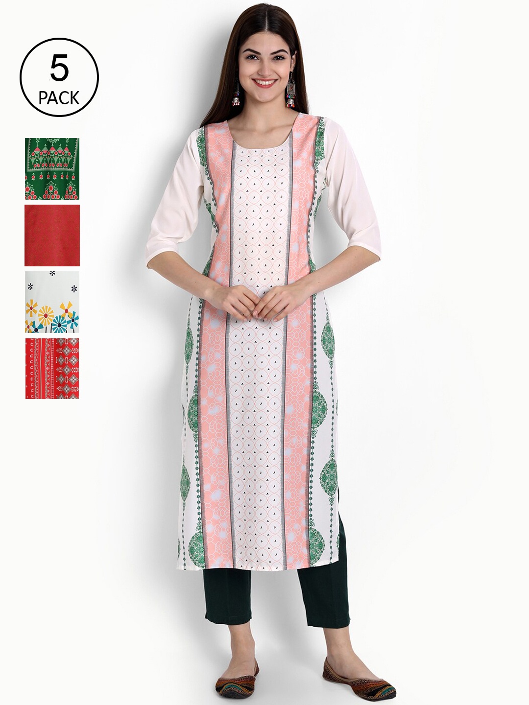 

Ethnic basket Women Multicoloured Ethnic Motifs Printed Crepe Kurta, Multi