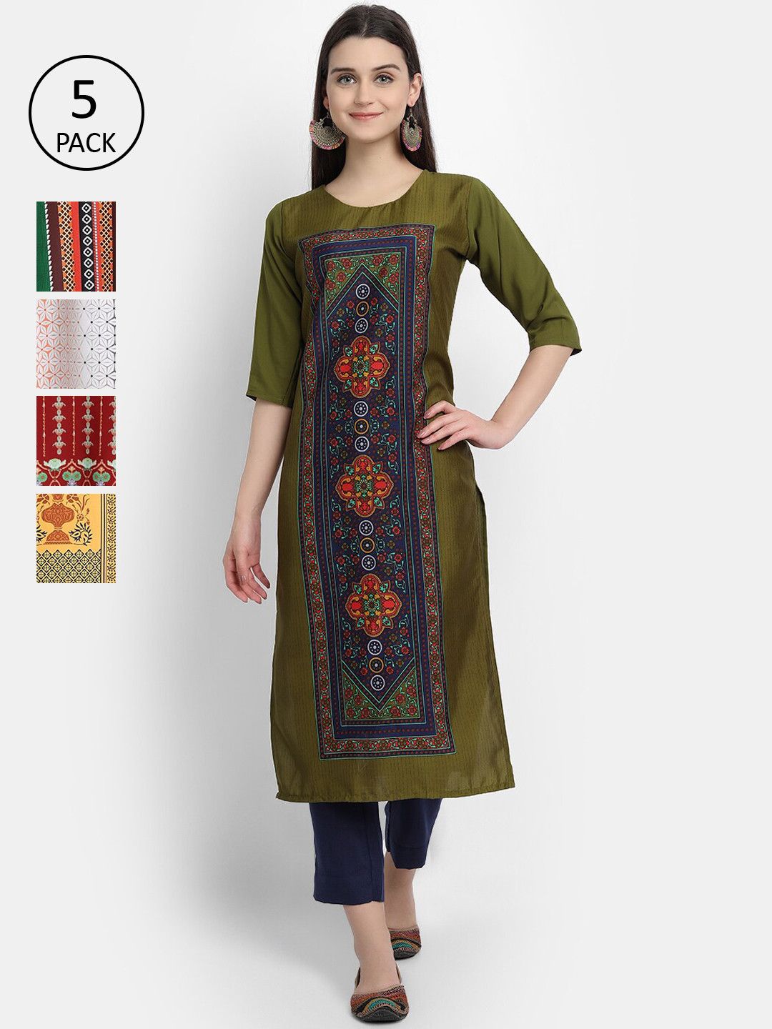 

Ethnic basket Women Multicoloured Ethnic Motifs Printed Crepe Kurta, Multi