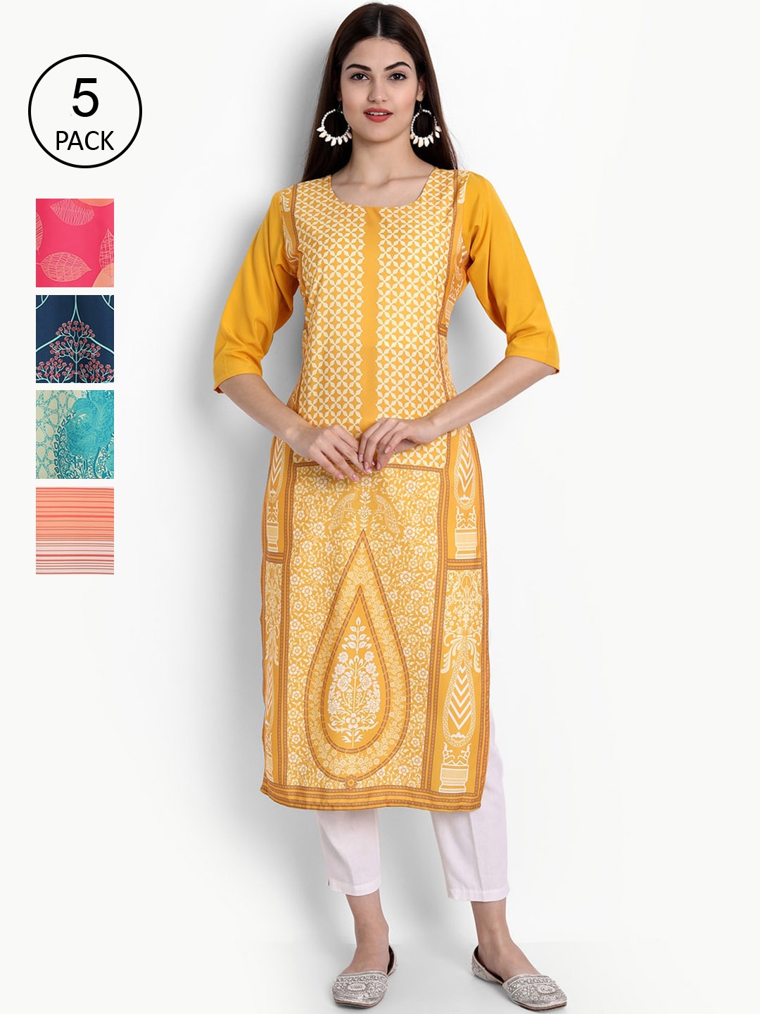 

Ethnic basket Women Multicoloured Ethnic Motifs Printed Crepe Kurta, Multi