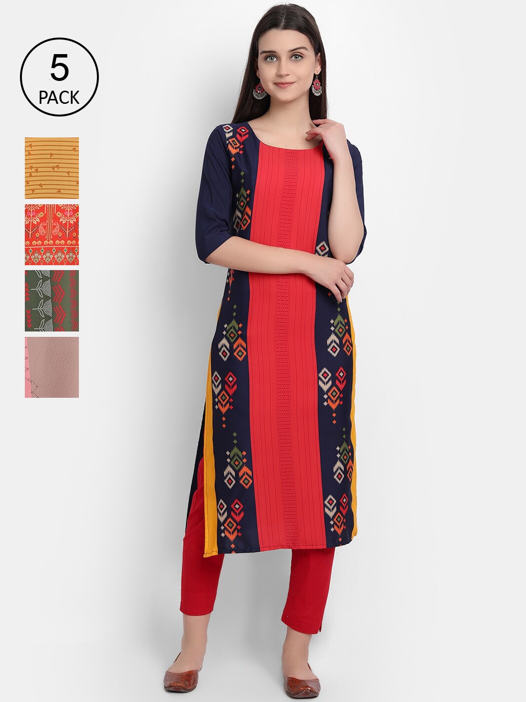 

Ethnic basket Women Multicoloured Ethnic Motifs Printed Crepe Kurta, Multi
