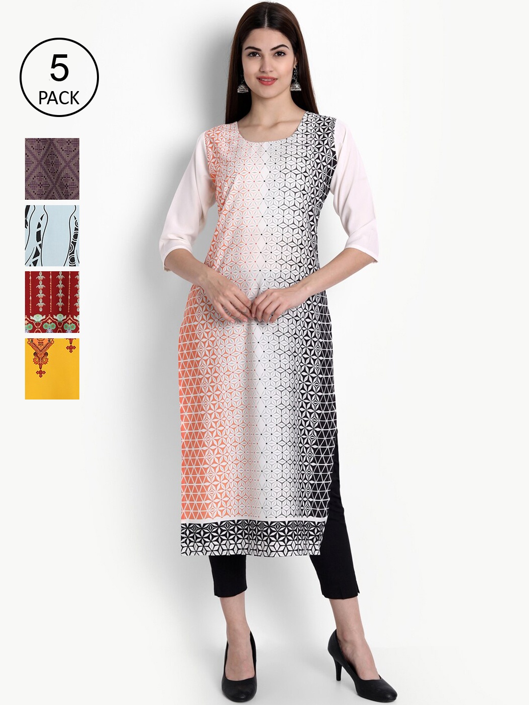 

Ethnic basket Women Multicoloured Ethnic Motifs Printed Crepe Kurta, Multi