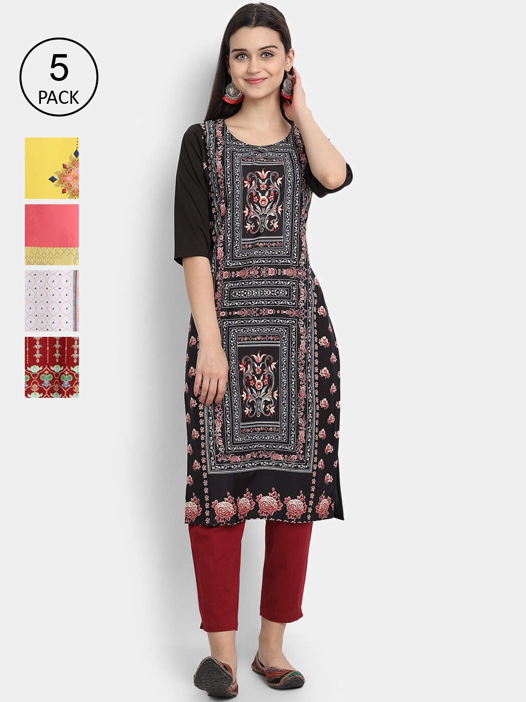

Ethnic basket Women Multicoloured Ethnic Motifs Printed Crepe Kurta, Multi