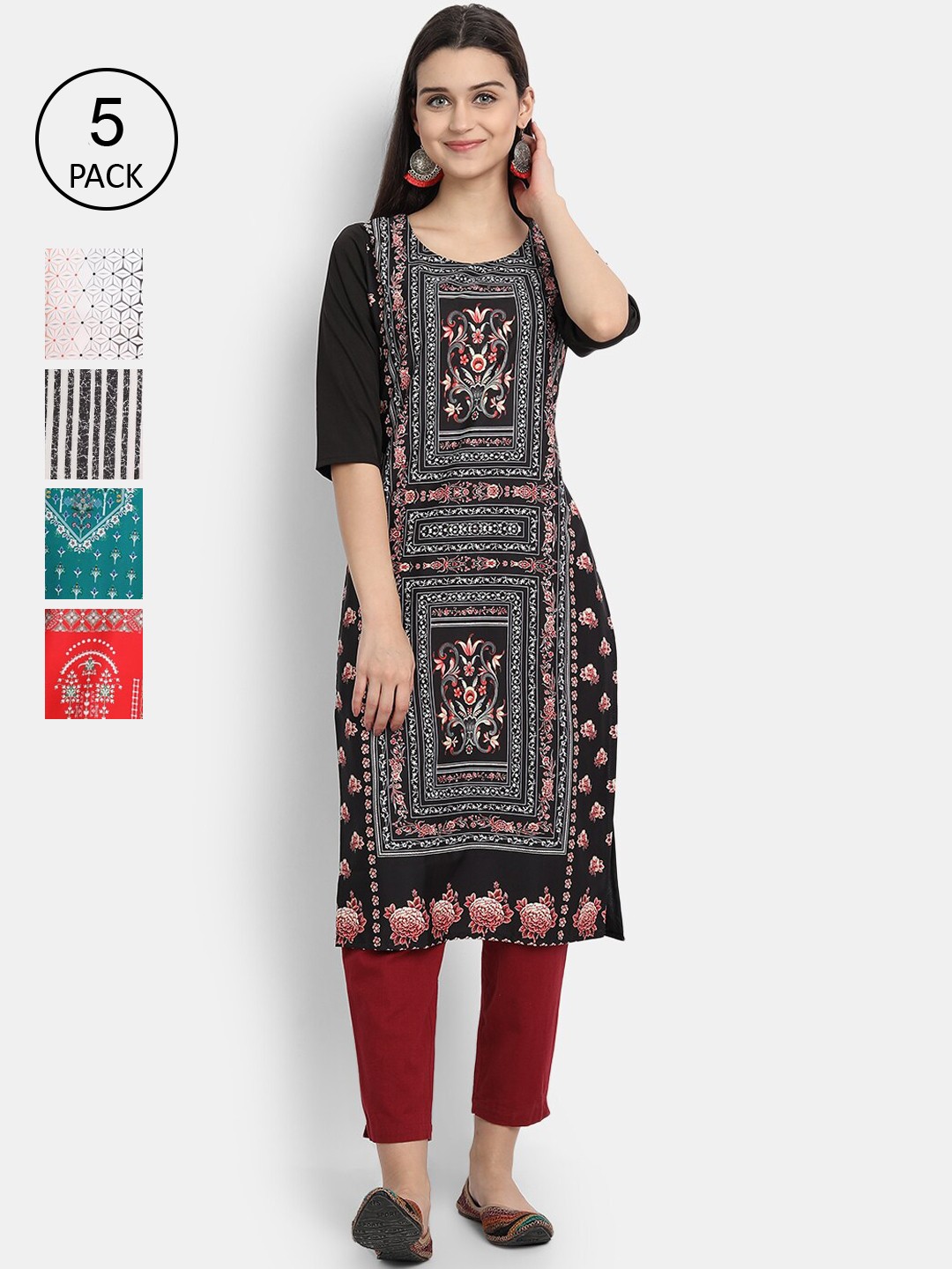

Ethnic basket Women Multicoloured Ethnic Motifs Printed Crepe Kurta, Multi