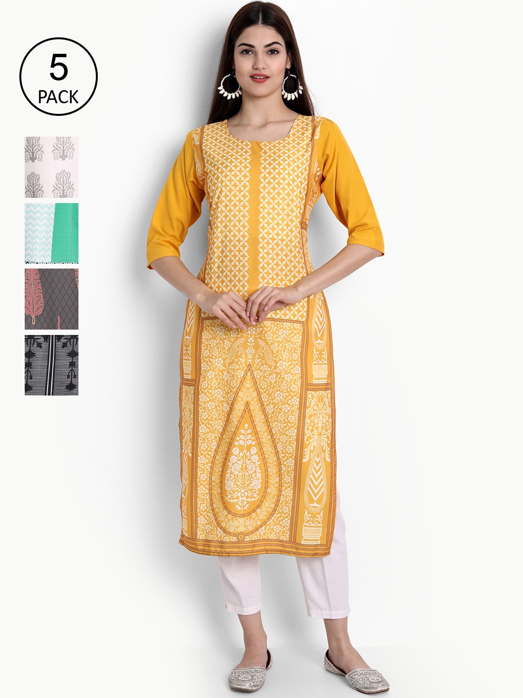 

Ethnic basket Women Multicoloured Ethnic Motifs Printed Crepe Kurta, Multi
