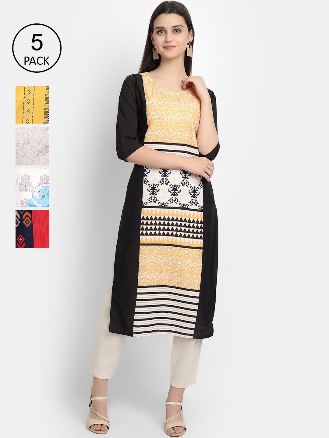 

Ethnic basket Women Multicoloured Ethnic Motifs Printed Crepe Kurta, Multi