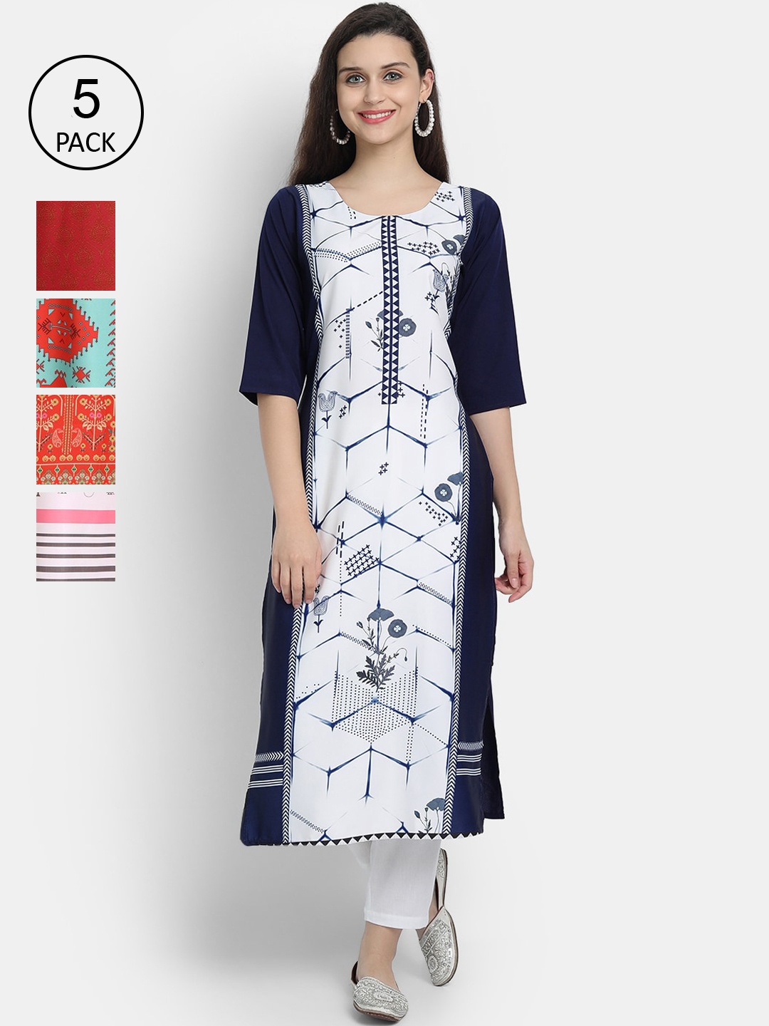 

Ethnic basket Women Multicoloured Ethnic Motifs Printed Crepe Kurta, Multi