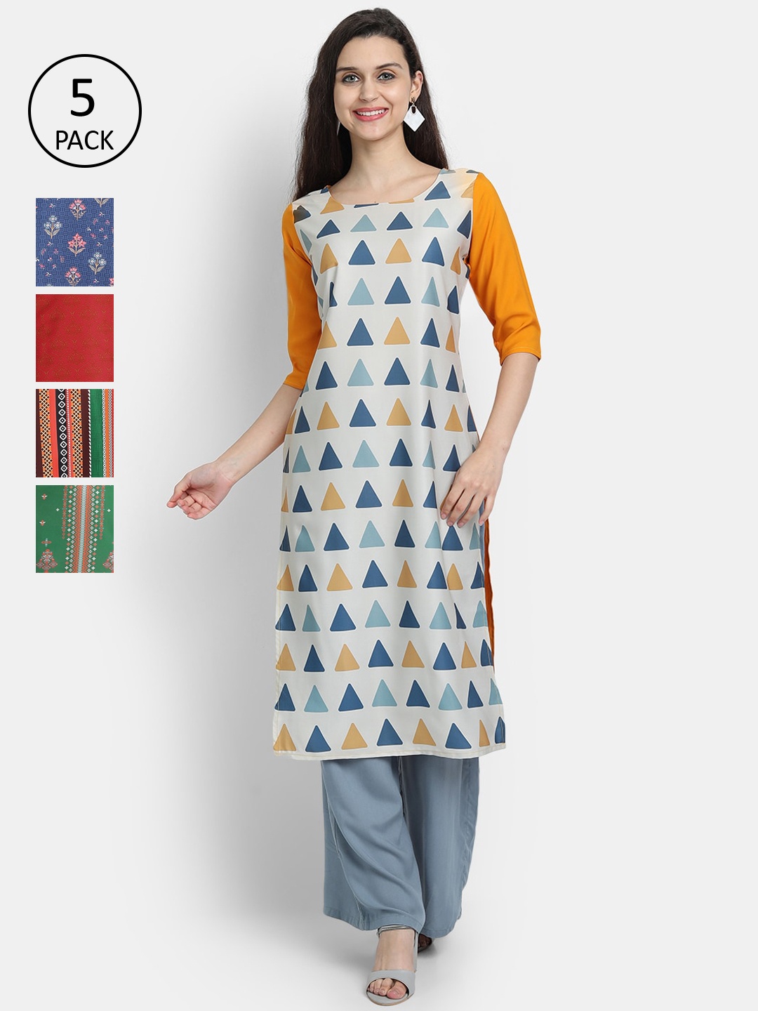 

Ethnic basket Women Multicoloured Ethnic Motifs Printed Crepe Kurta, Multi