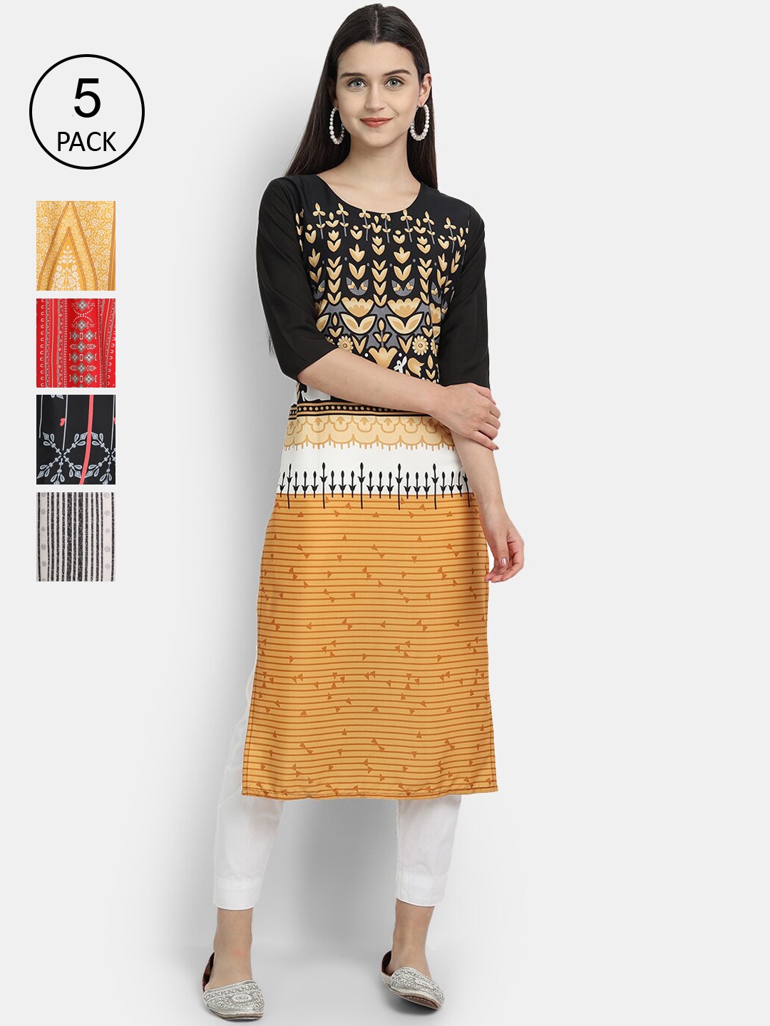 

Ethnic basket Women Multicoloured Ethnic Motifs Printed Crepe Kurta, Multi