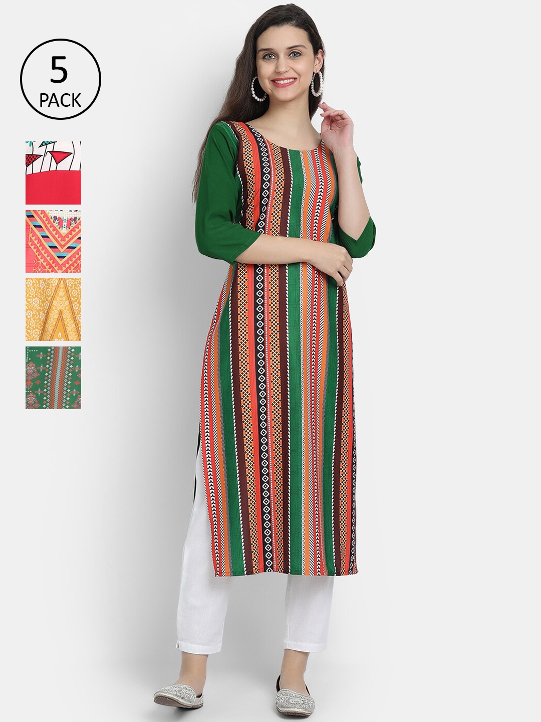

Ethnic basket Women Multicoloured Ethnic Motifs Printed Crepe Kurta, Multi