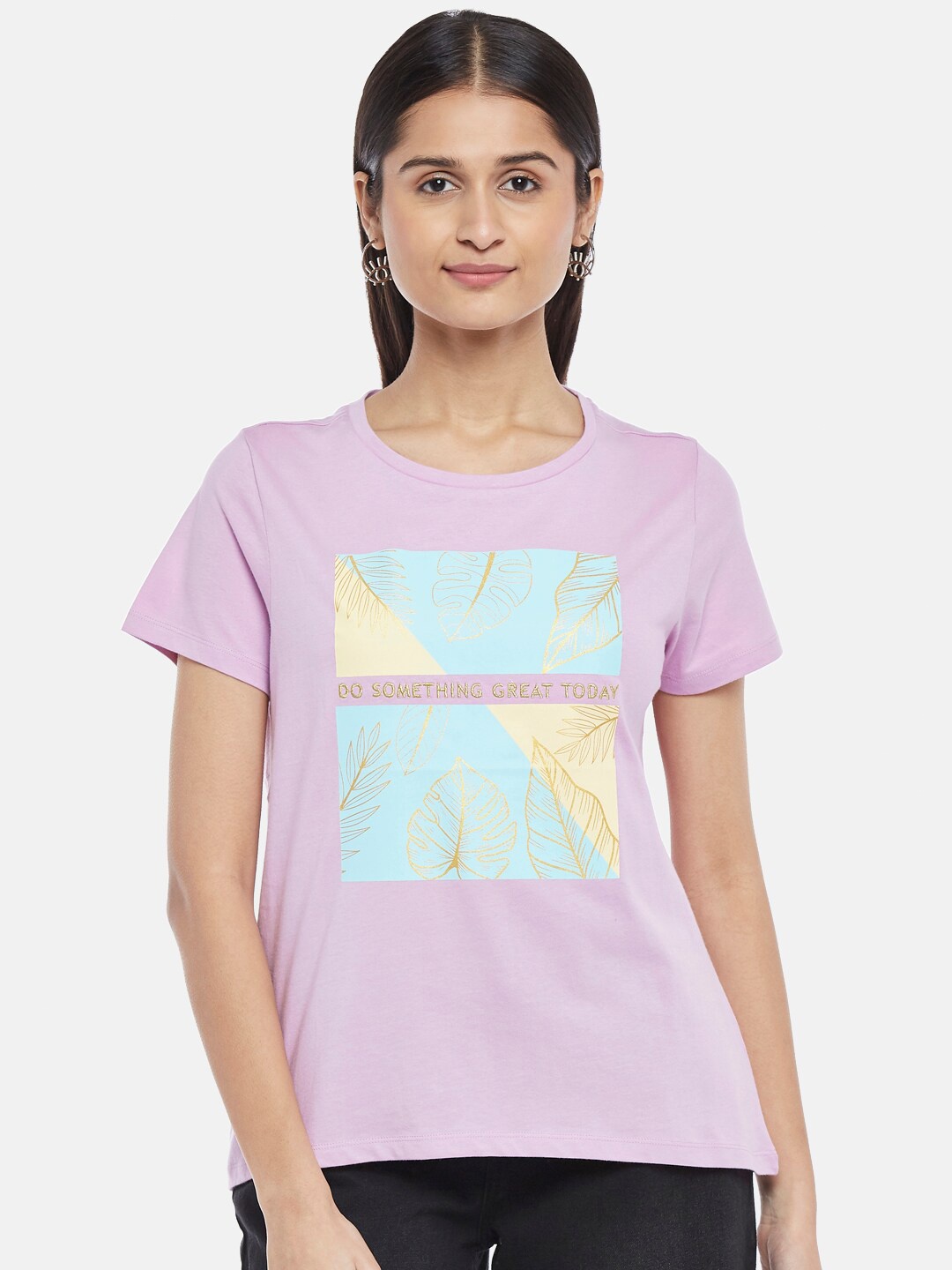 

People Women Purple Printed T-shirt