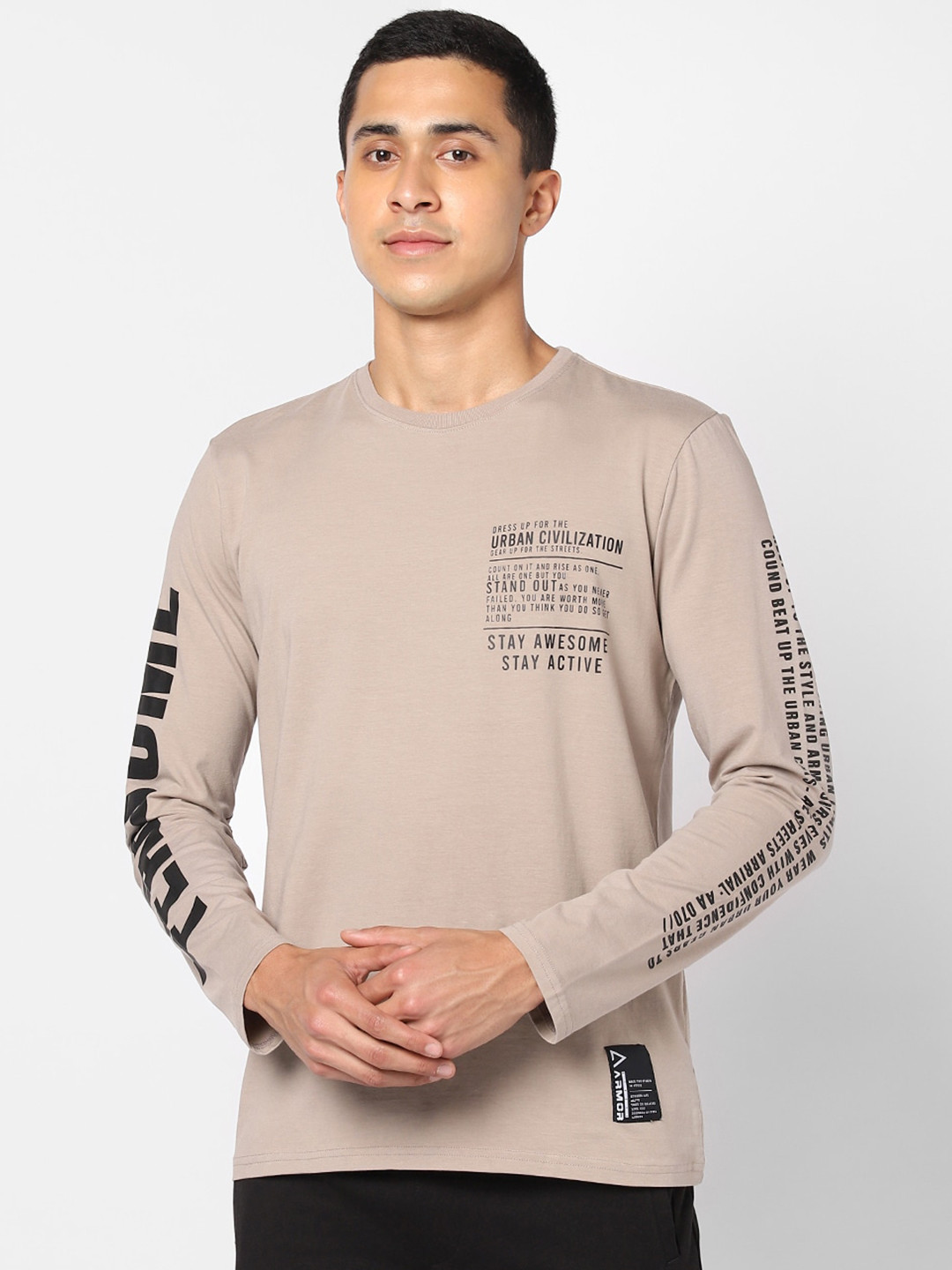 

Street Armor by Pantaloons Men Khaki Typography Printed Cotton T-shirt
