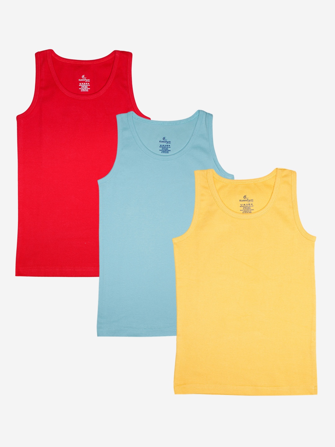 

KiddoPanti Boys Red & Blue Pack Of 3 Red Solid Innerwear Vests