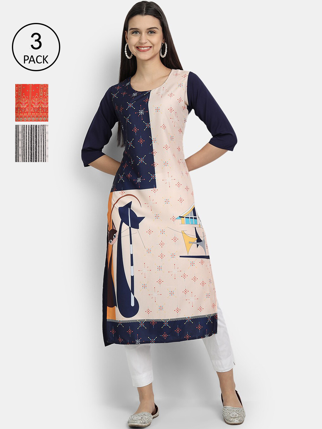 

Ethnic basket Women Multicoloured Ethnic Motifs Printed Crepe Kurta, Multi