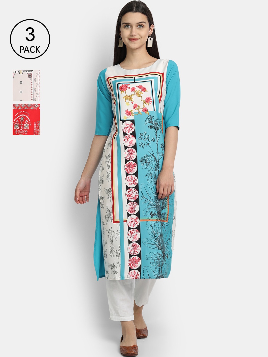 

Ethnic basket Women Multicoloured Floral Printed Crepe Kurta, Multi