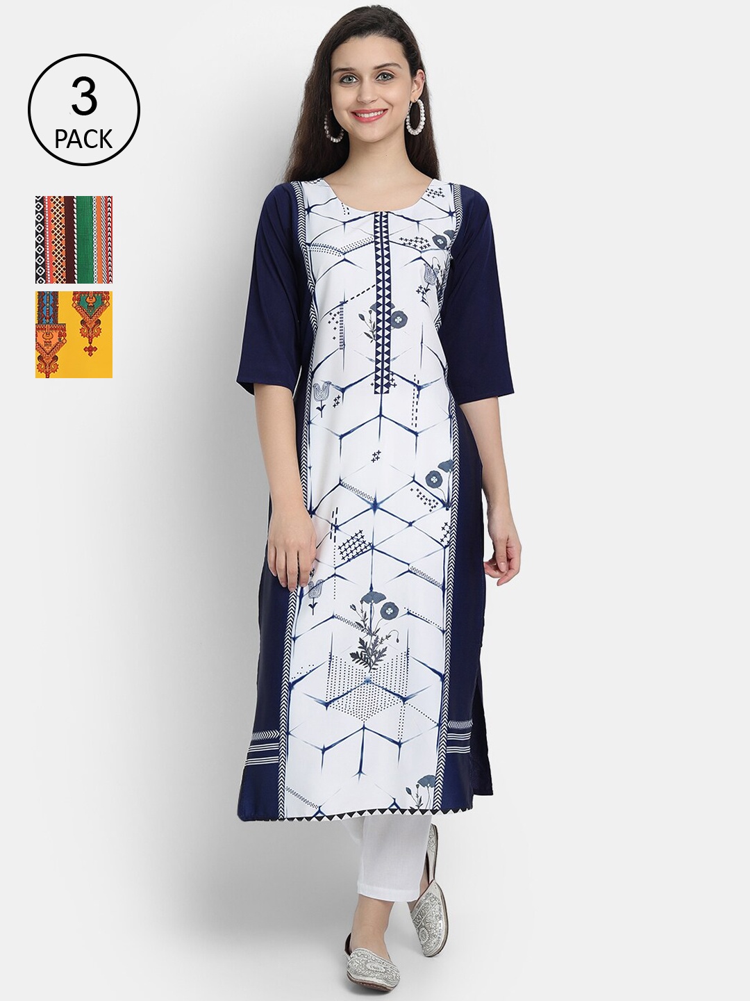 

Ethnic basket Women Multicoloured Ethnic Motifs Printed Crepe Kurta, Multi