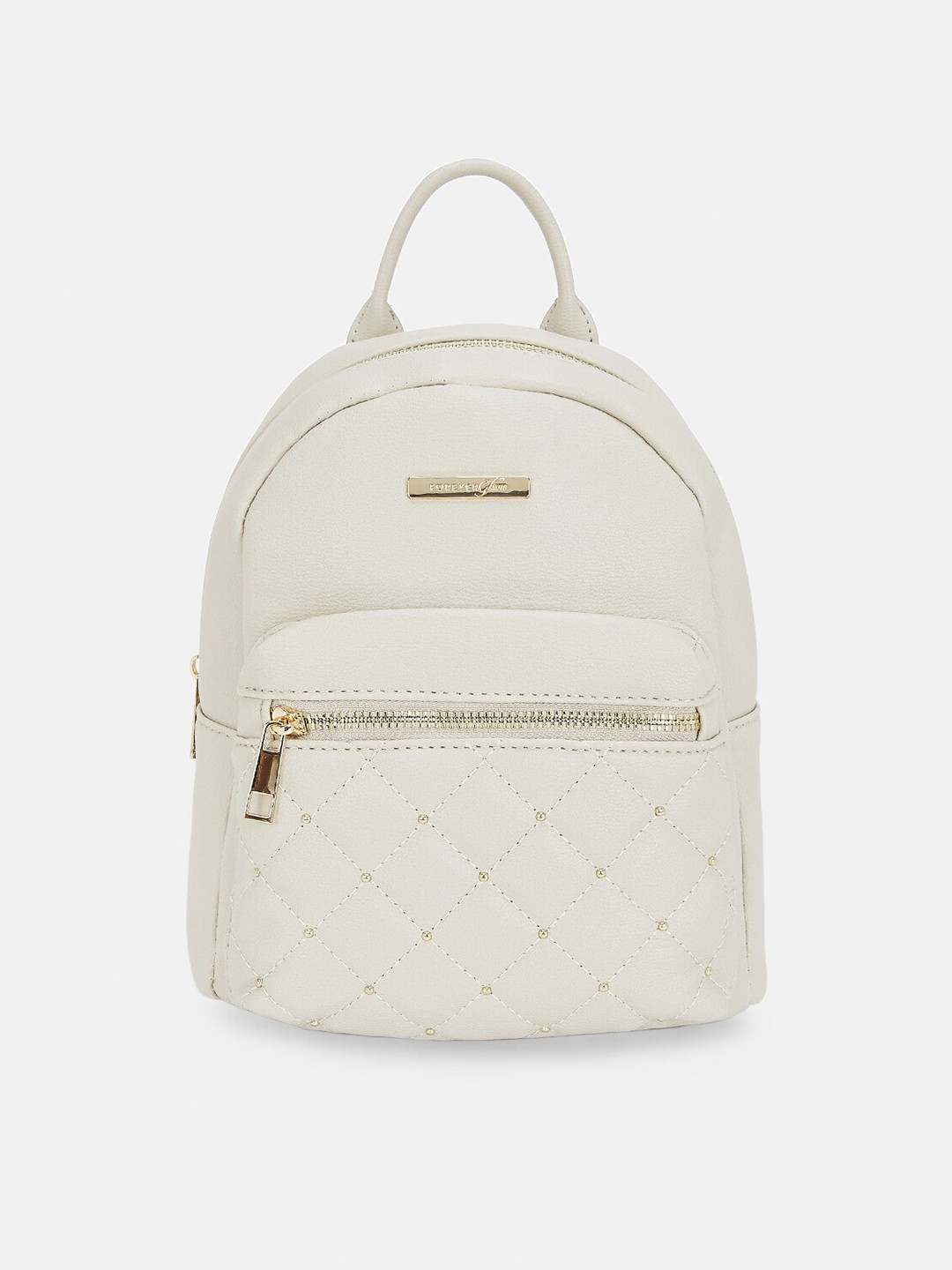 

Forever Glam by Pantaloons Women Off White Solid with Quilted Backpack