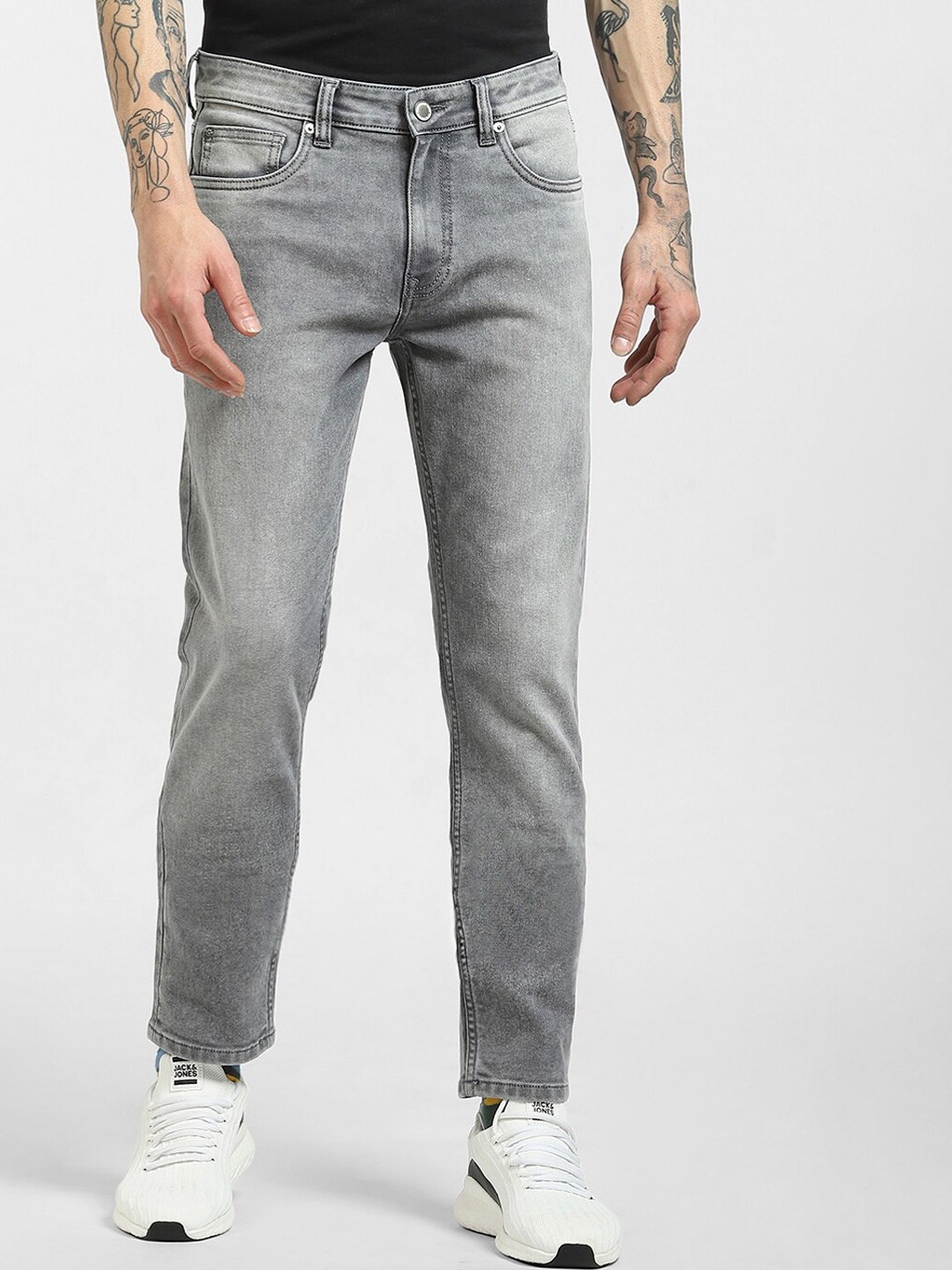 

Jack & Jones Men Grey Low-Rise Heavy Fade Jeans