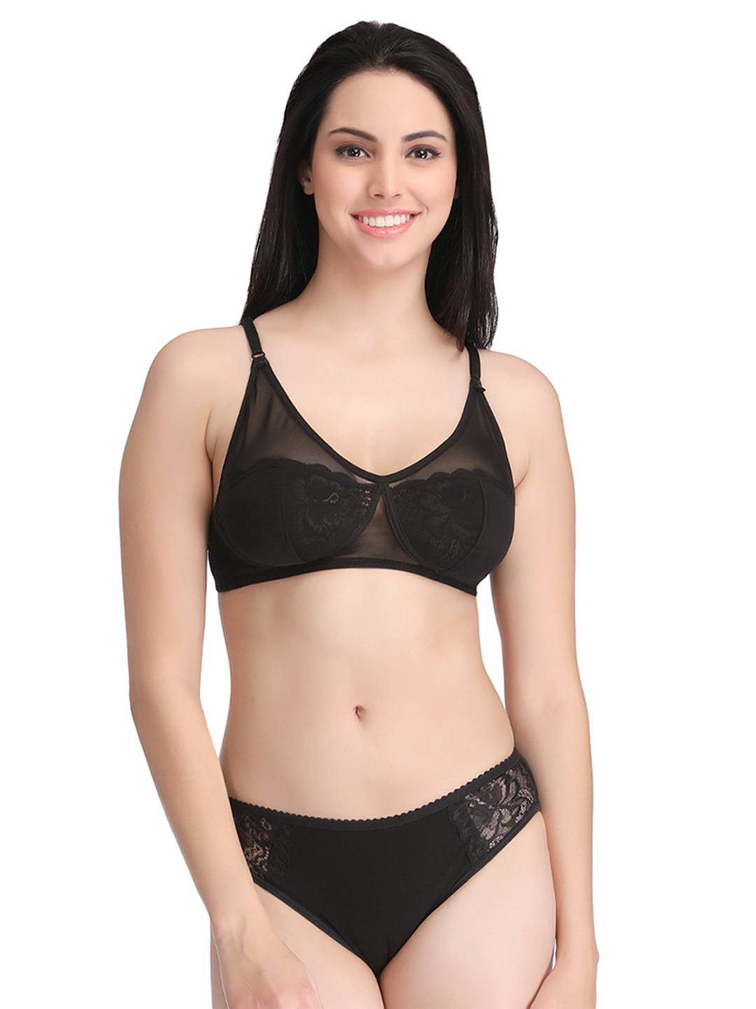 

Clovia Black Lingerie Set BP0795P1334D