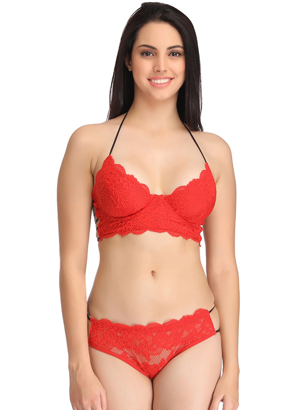 

Clovia Red Lace Lingerie Set BP0800P0434D