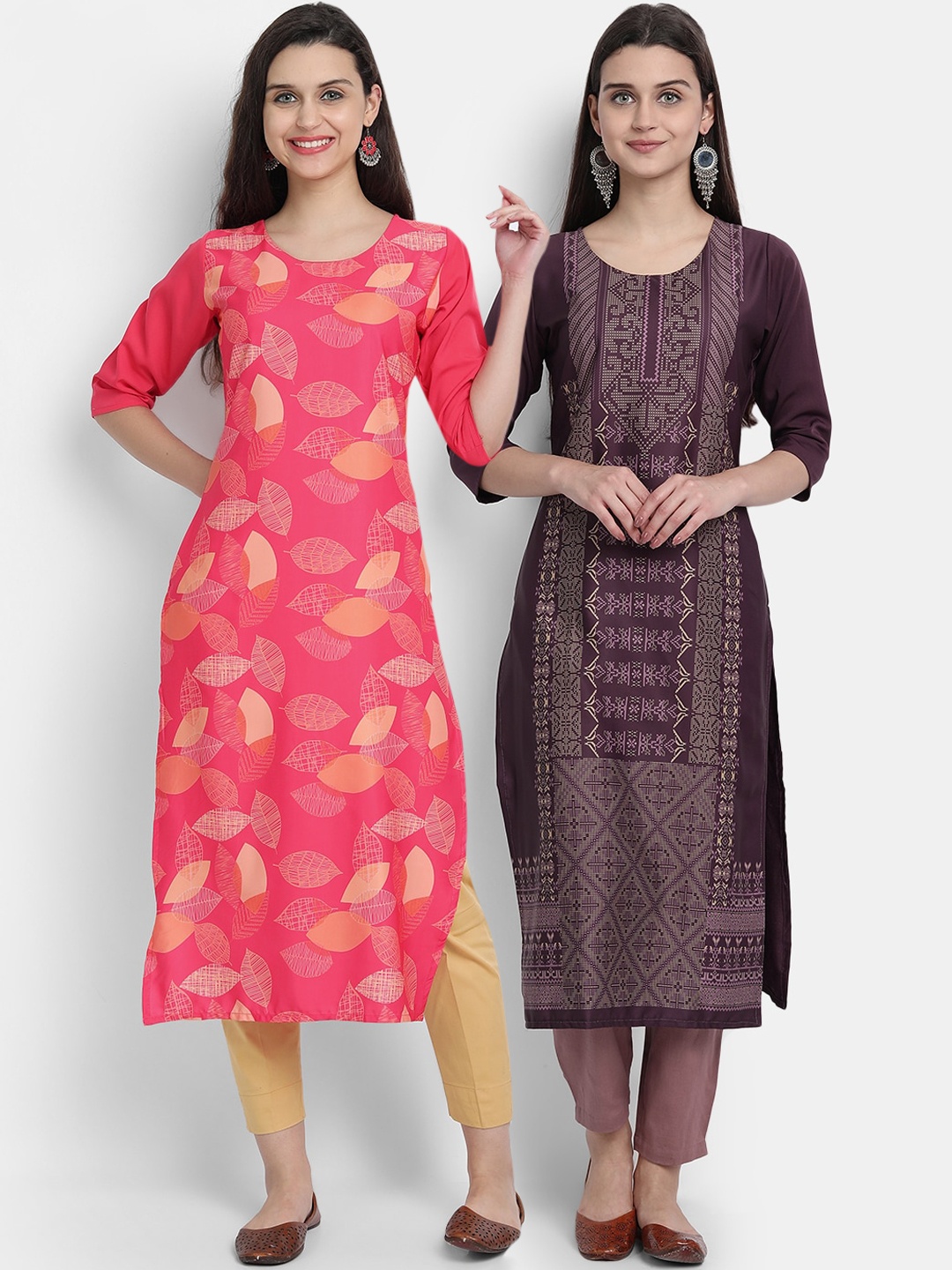 

Ethnic basket Women Pack Of 2 Digital Print Straight Kurtas, Multi