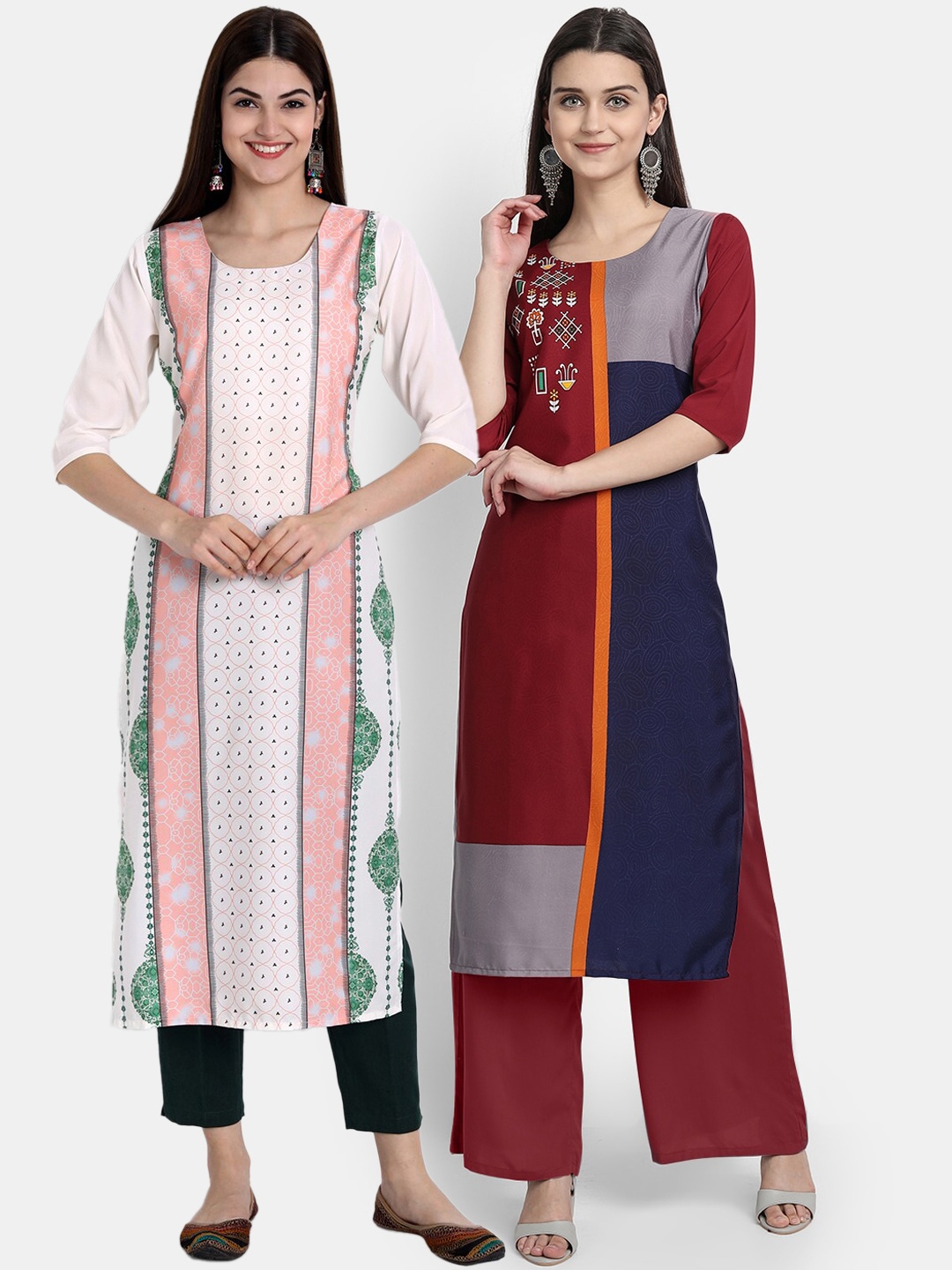 

Ethnic basket Women Pack Of 2 Straight Kurtas, Pink