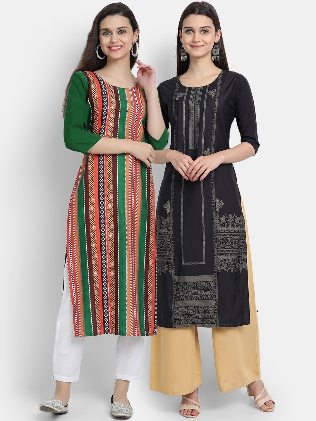 

Ethnic Basket Women Pack Of 2 Digital Print Straight Kurtas, Multi