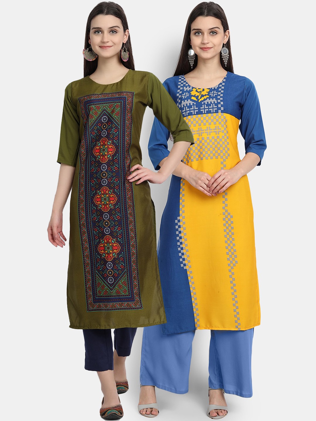 

Ethnic Basket Women Pack Of 2 Digital Print Straight Kurtas, Multi