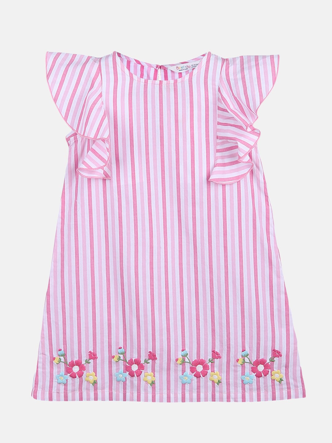 

Beebay Pink Striped Cotton A-Line Dress