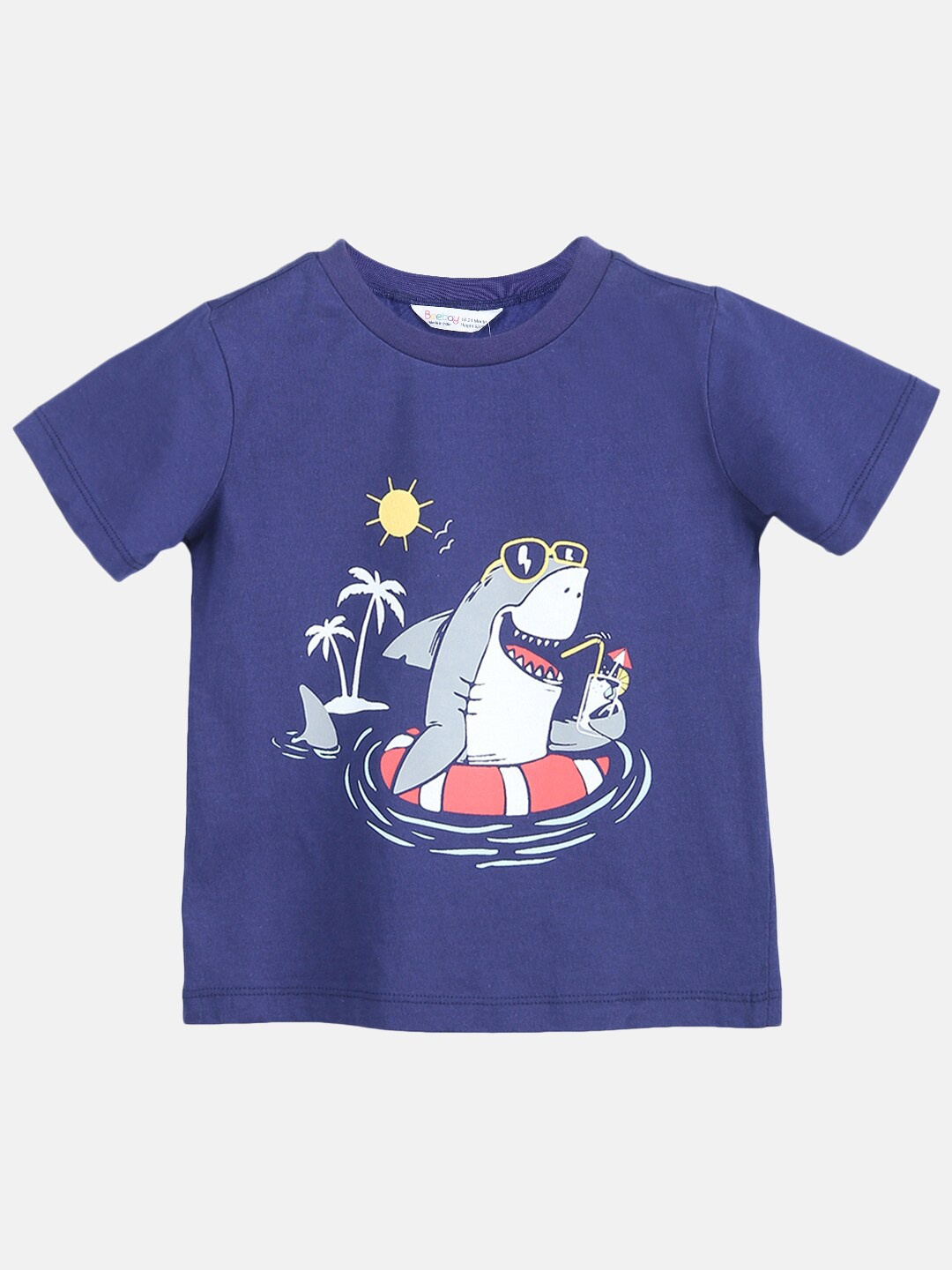 

Beebay Boys Navy Blue Printed Pure Cotton T-shirt