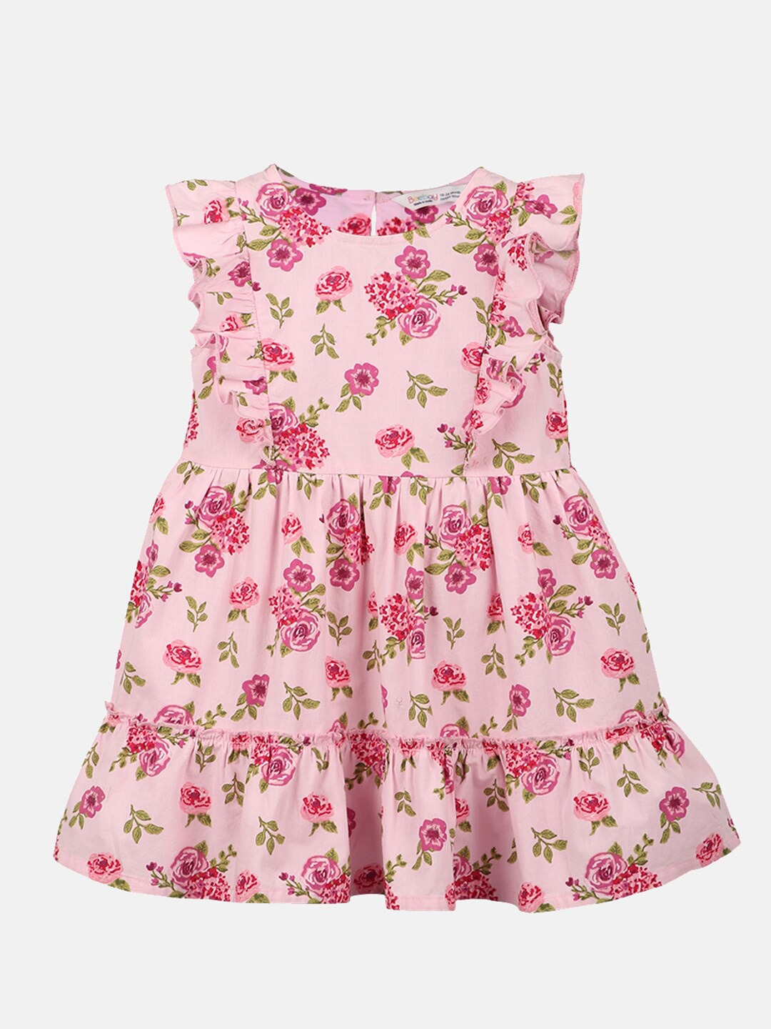 

Beebay Girls Purple Floral Printed Cotton A-Line Dress