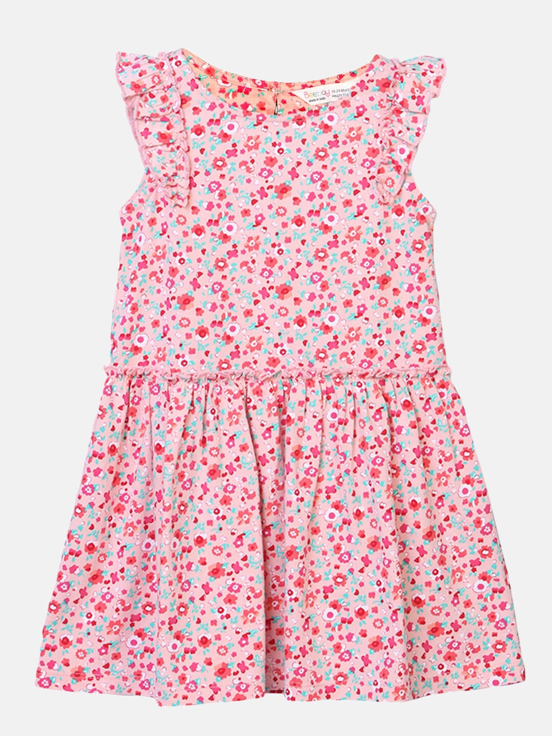 

Beebay Coral Girls Floral Printed Dress