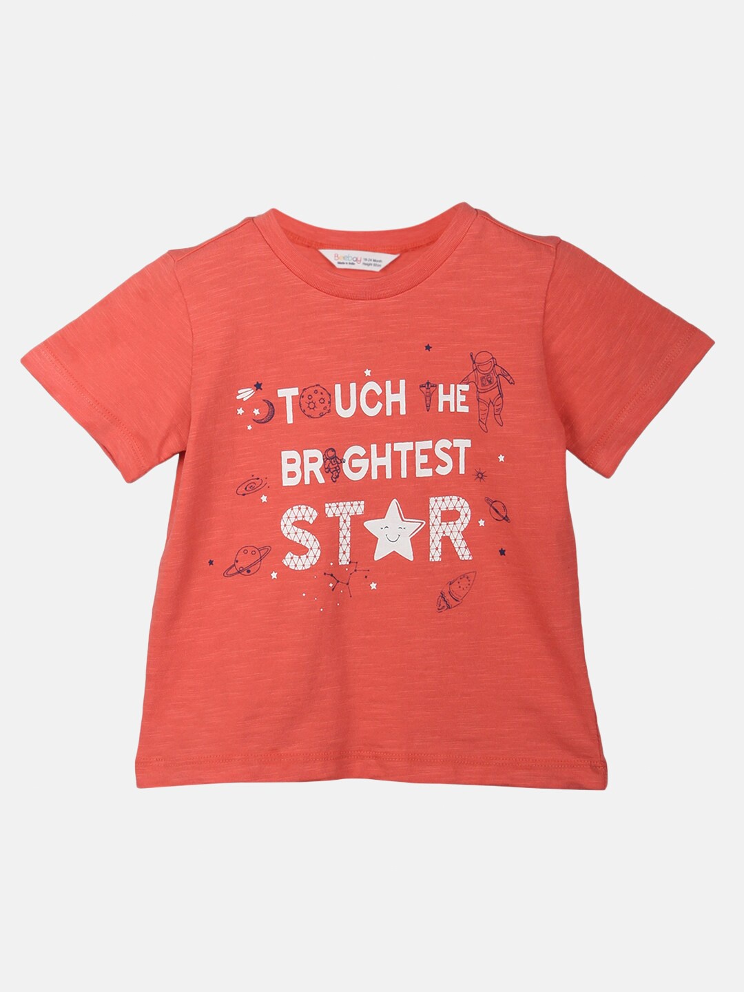 

Beebay Boys Orange Typography Printed Pure Cotton T-shirt