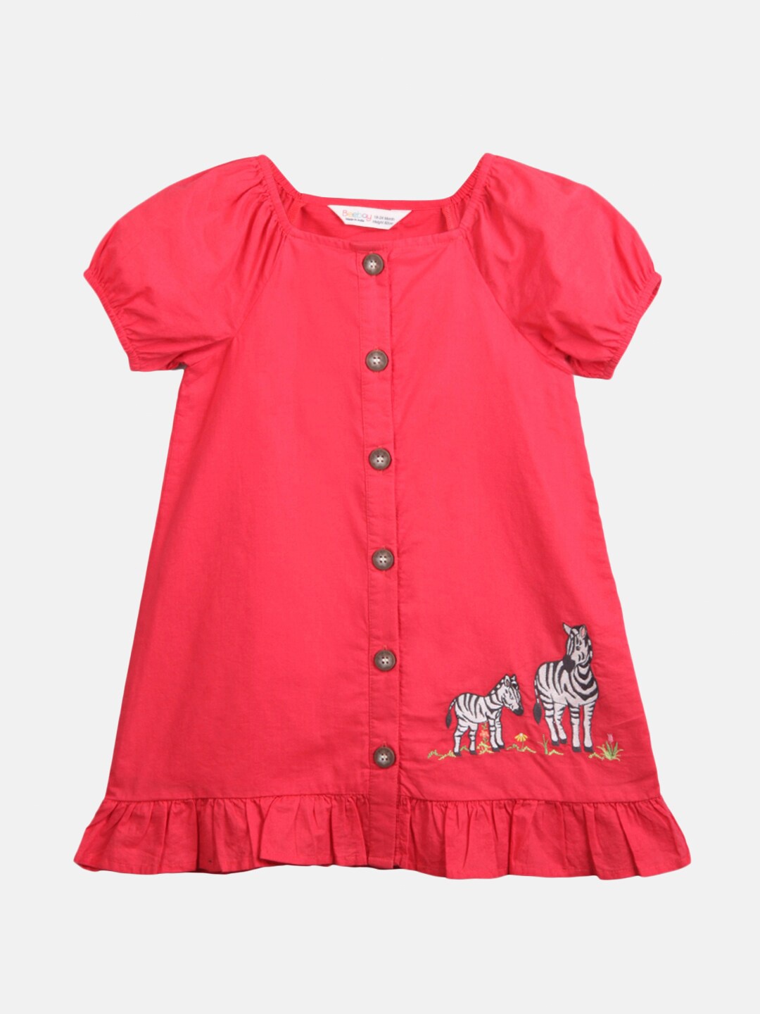 

Beebay Girls Red Zebra Embroidered A-Line Dress