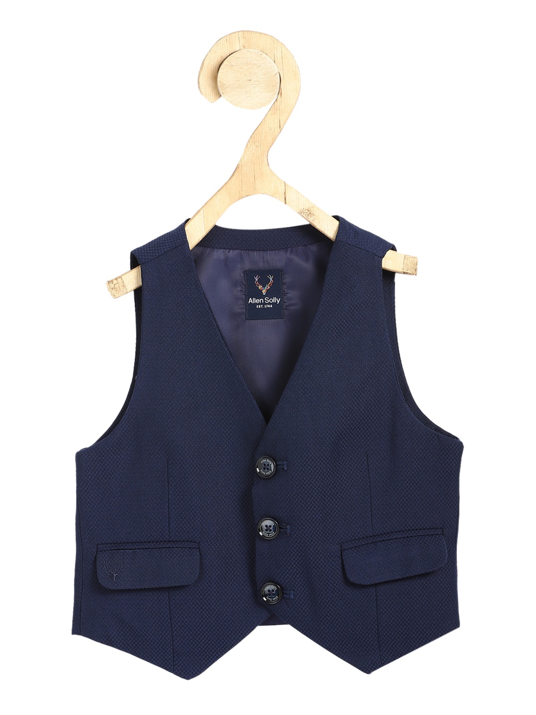 

Allen Solly Junior Boys Navy Blue Woven Design Waistcoat