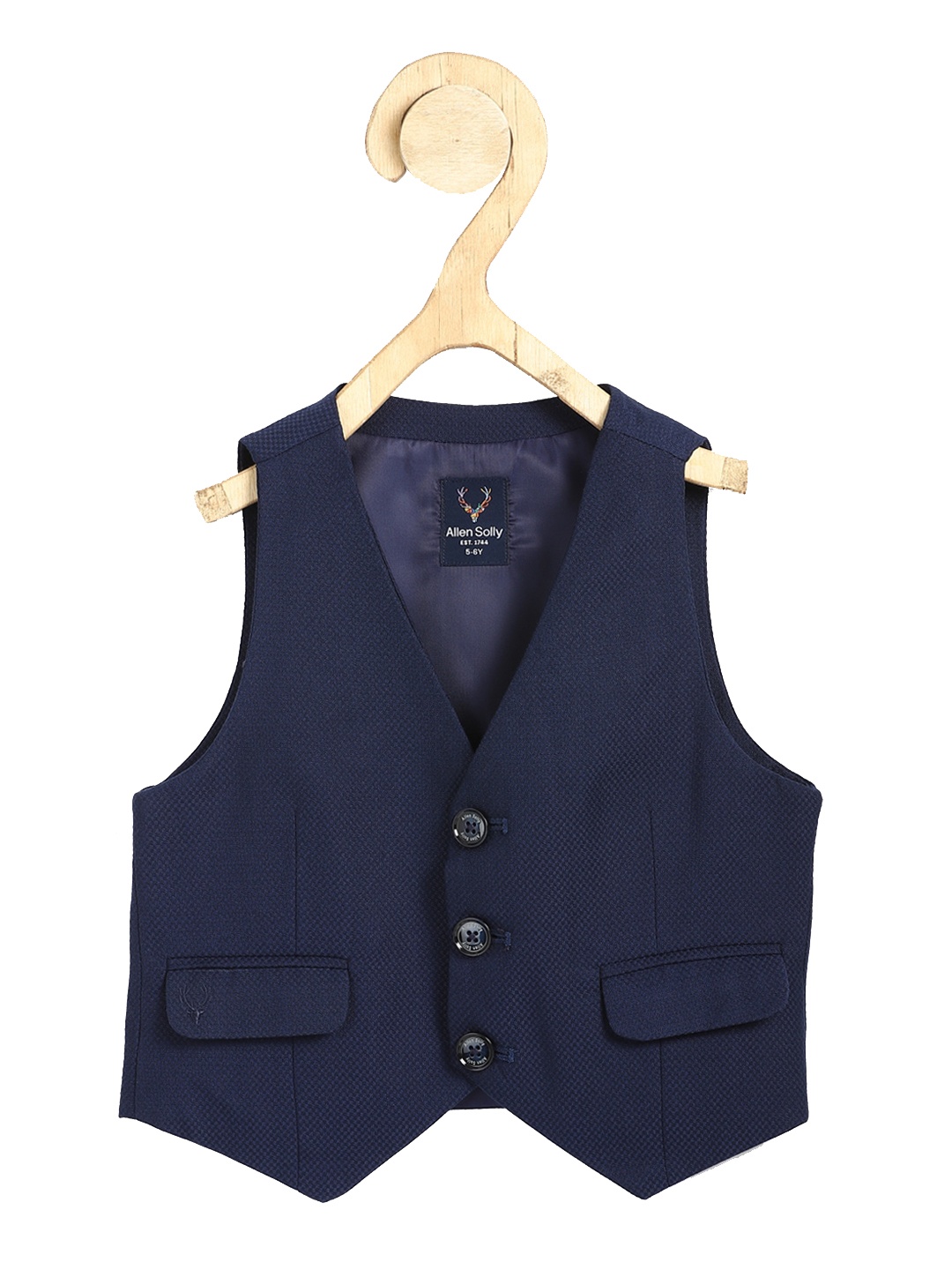 

Allen Solly Junior Boys Navy Blue Solid Waistcoat