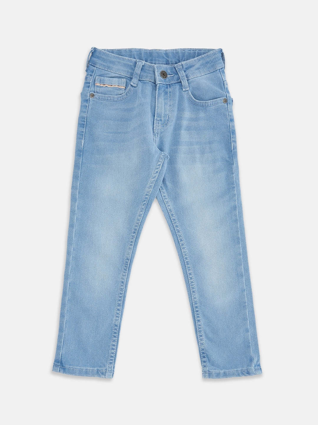 

Pantaloons Junior Boys Blue Tapered Fit Light Fade Jeans