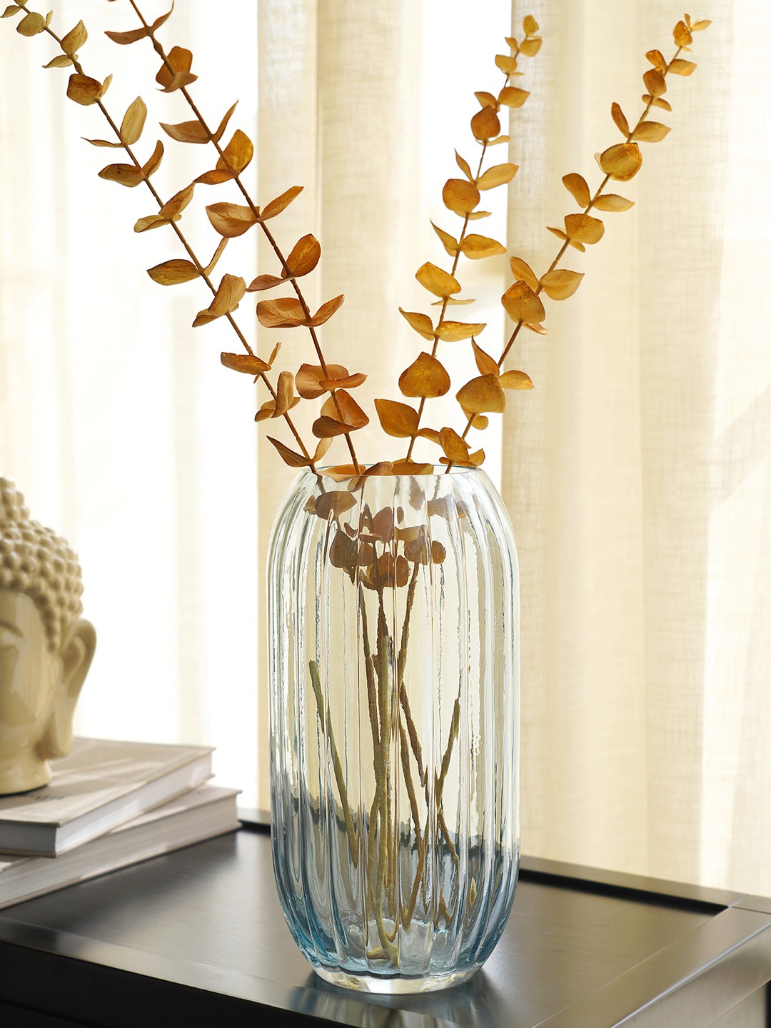 

Pure Home and Living Glass Transparent Decorative Vase, Blue